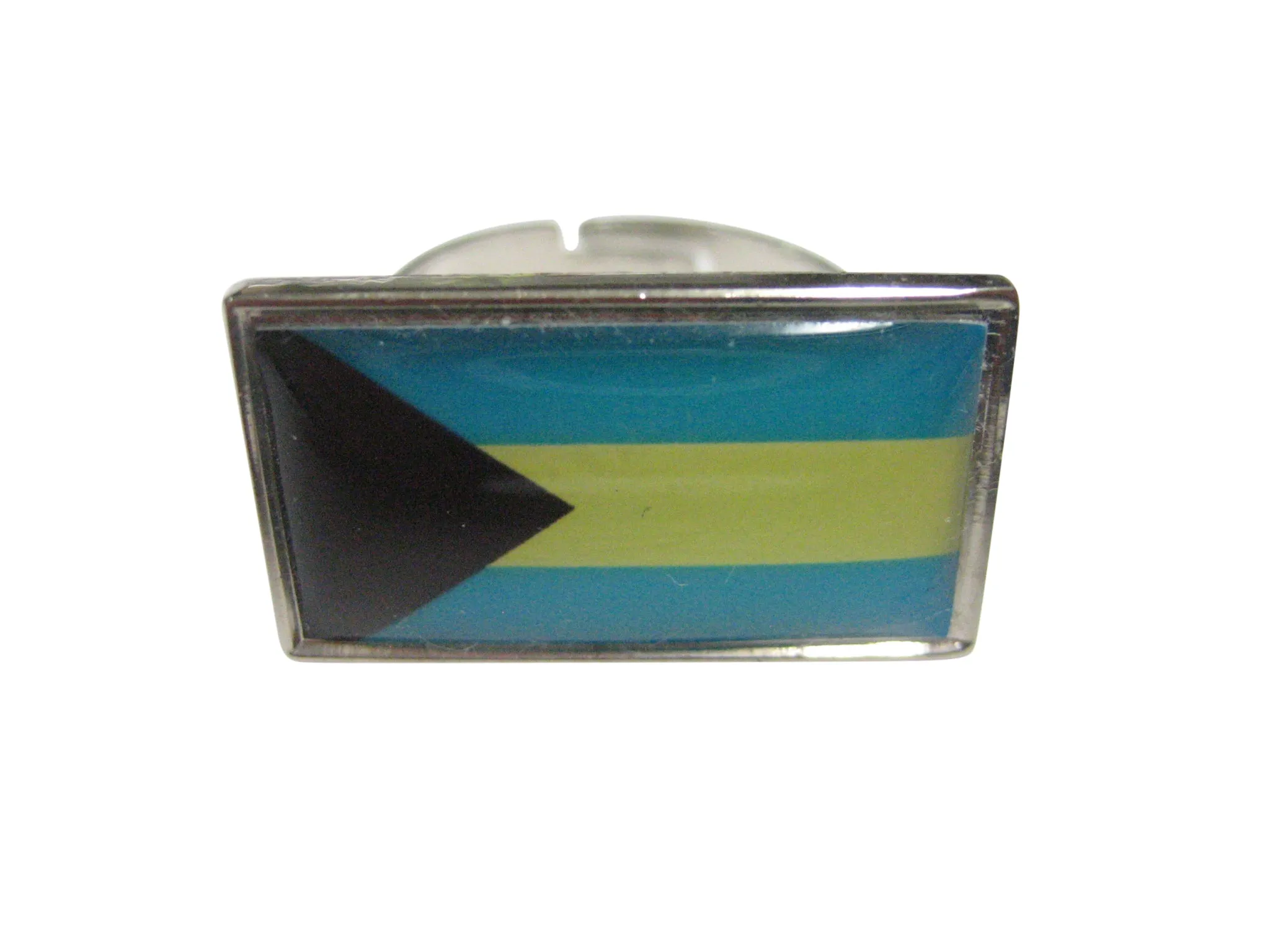 Thin Bordered Bahamas Flag Adjustable Size Fashion Ring