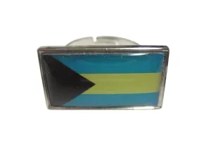 Thin Bordered Bahamas Flag Adjustable Size Fashion Ring