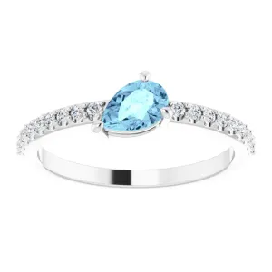 Tilted Pear Aquamarine 14K Solid Gold Ring