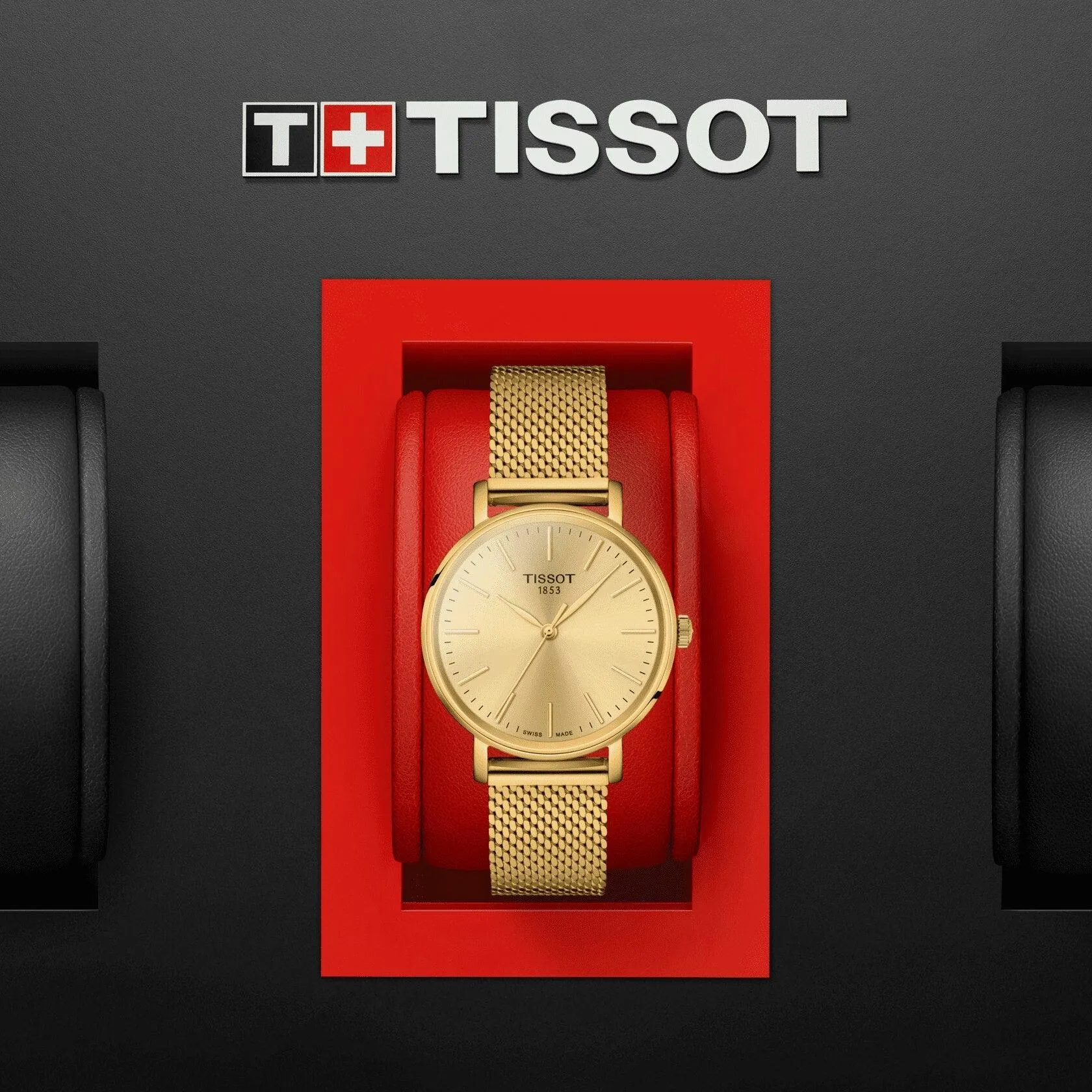 Tissot Watch Everyrytime Small 30mm Champagne Quartz Steel Finish Pvd Gold Gold T143.210.33.021.00