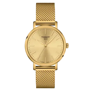 Tissot Watch Everyrytime Small 30mm Champagne Quartz Steel Finish Pvd Gold Gold T143.210.33.021.00
