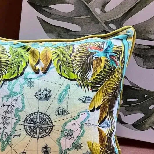 Tropics and the Sea Velvet Throw Pillow Cover