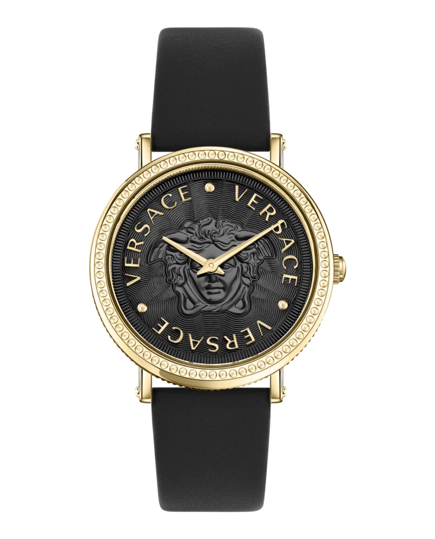 Versace V-Dollar Black Leather Ladies Watch