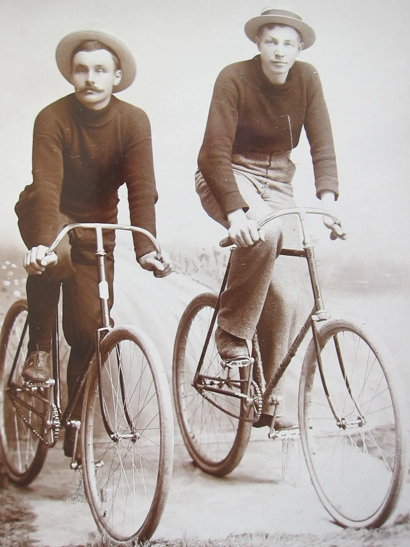 Vintage Cabinet Card Photo of Gentleman on Bicycles