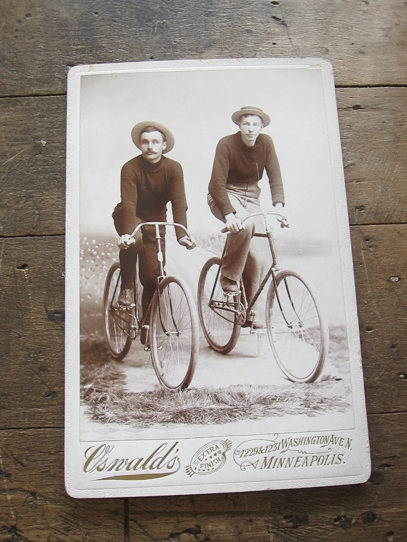 Vintage Cabinet Card Photo of Gentleman on Bicycles