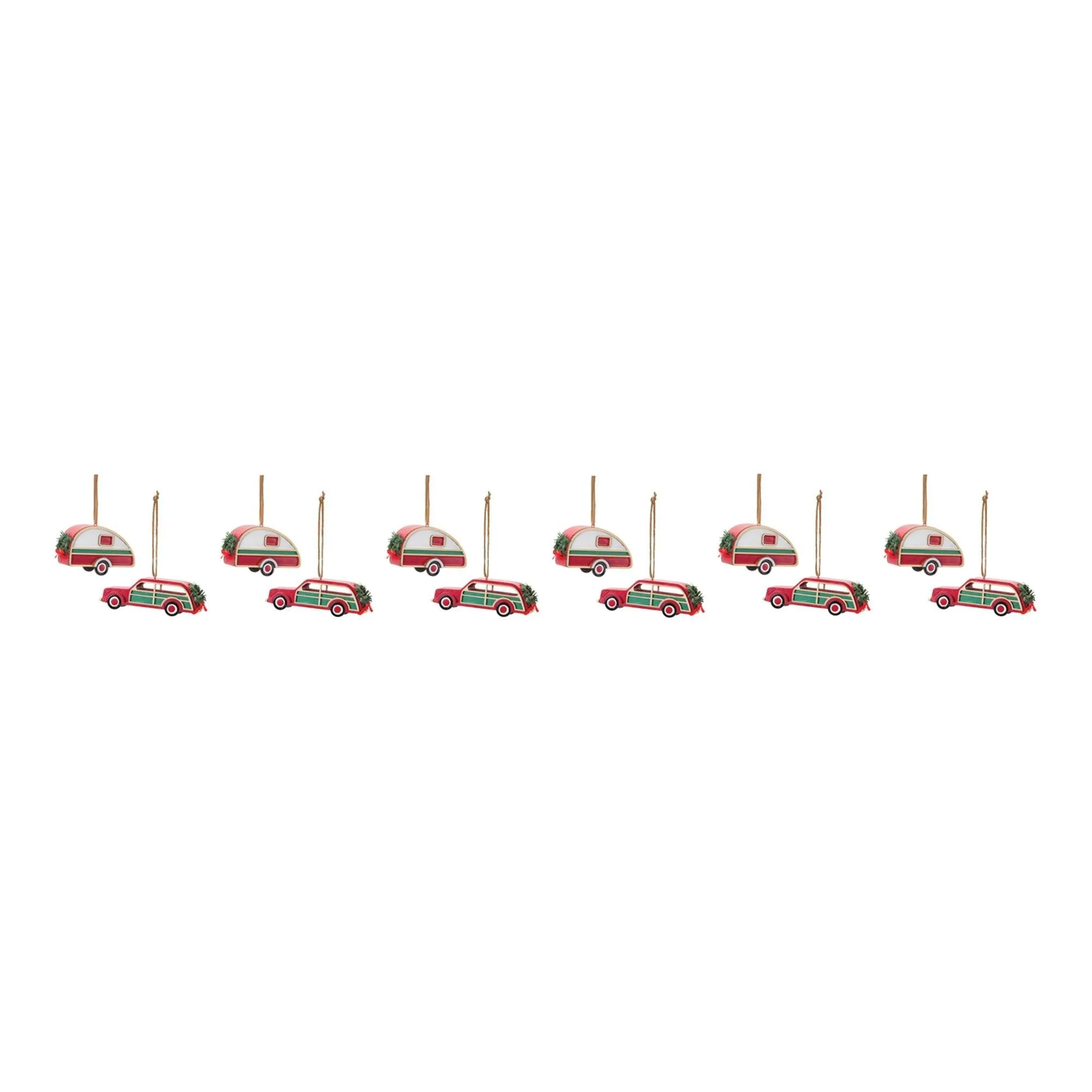 Vintage Camper and Car Ornament (Set of 12)