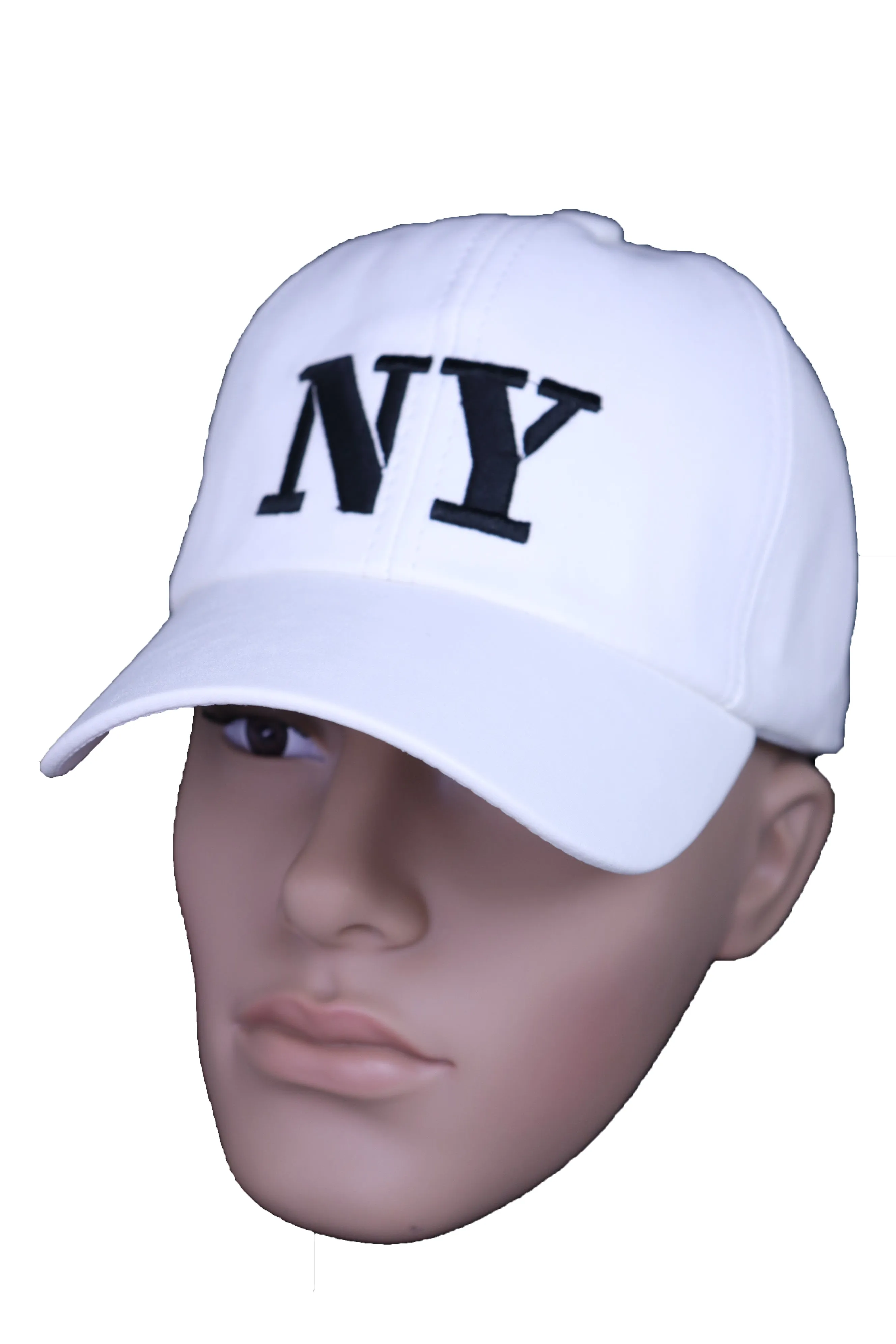 White Faux Leather "NY" New York Baseball Cap