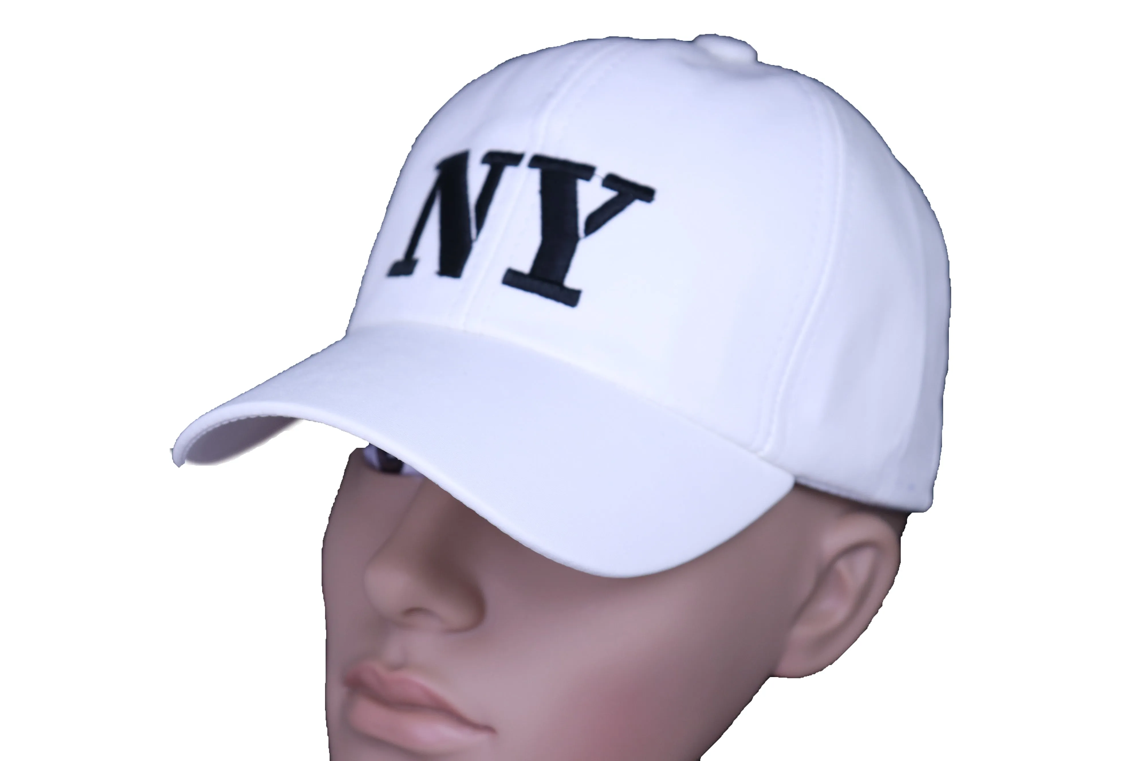 White Faux Leather "NY" New York Baseball Cap