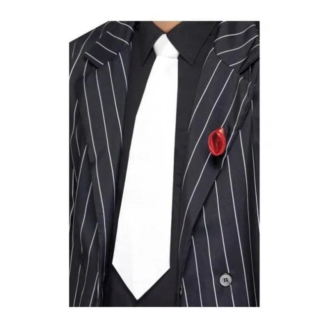 White Gangster Tie On Elastic