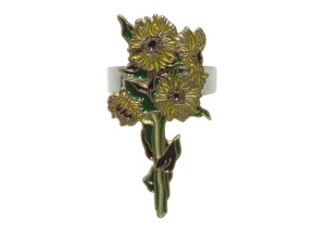 Yellow Toned Sunflower Adjustable Size Fashion Ring